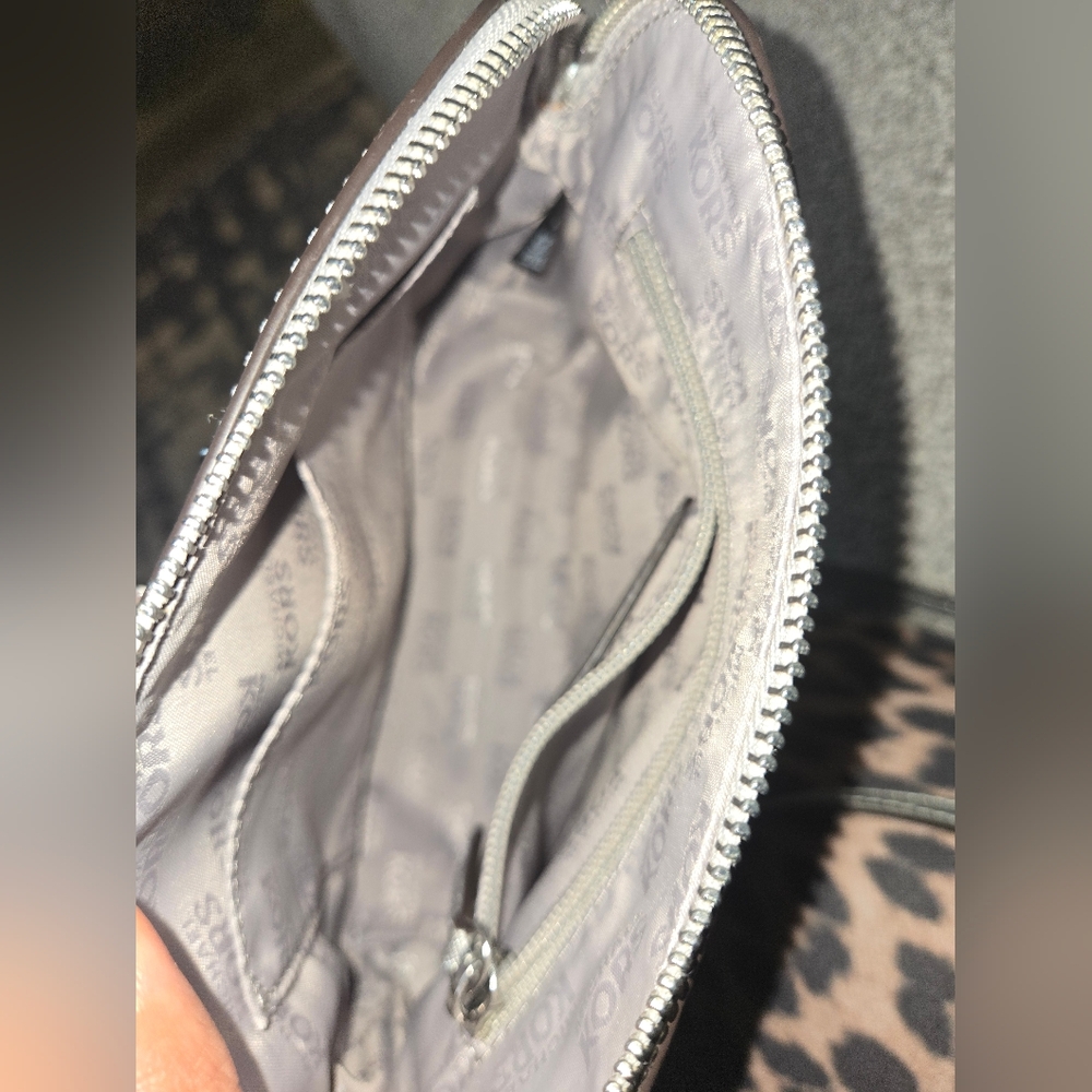 Michael Kors Metallic Silver Crossbody Dome Bag - Picture 5 of 5